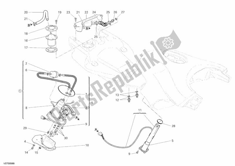 Toutes les pièces pour le Pompe à Essence du Ducati Multistrada 1100 USA 2009